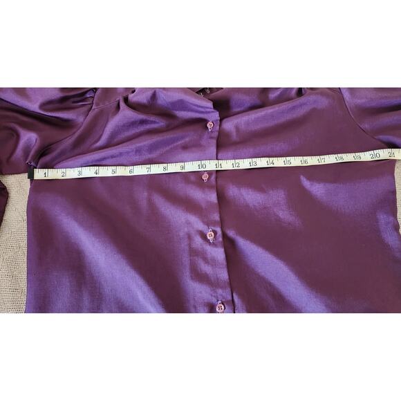 Vintage Stuart Lang Purple Long Sleeved Collared Blouse with cuffed Sleeve W 7/8 - Picture 6 of 6